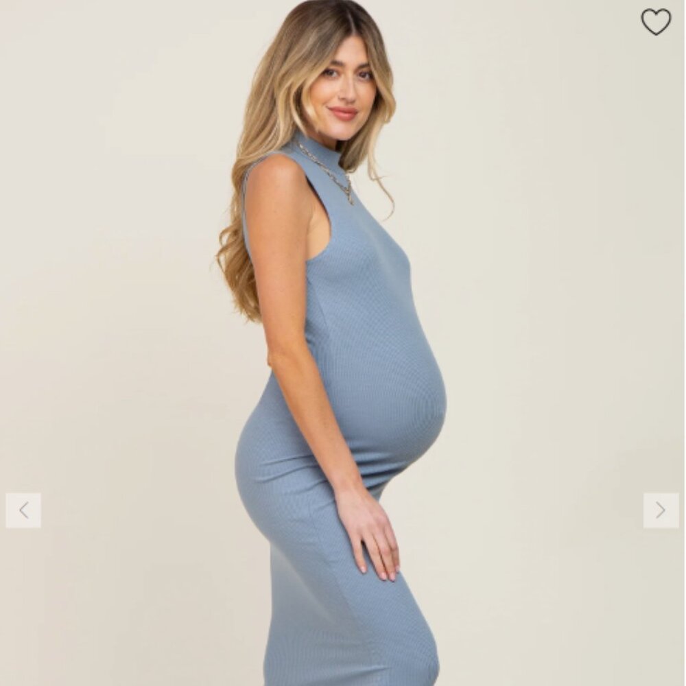 Blue bodycon maternity dress - never worn - Pinkblush M